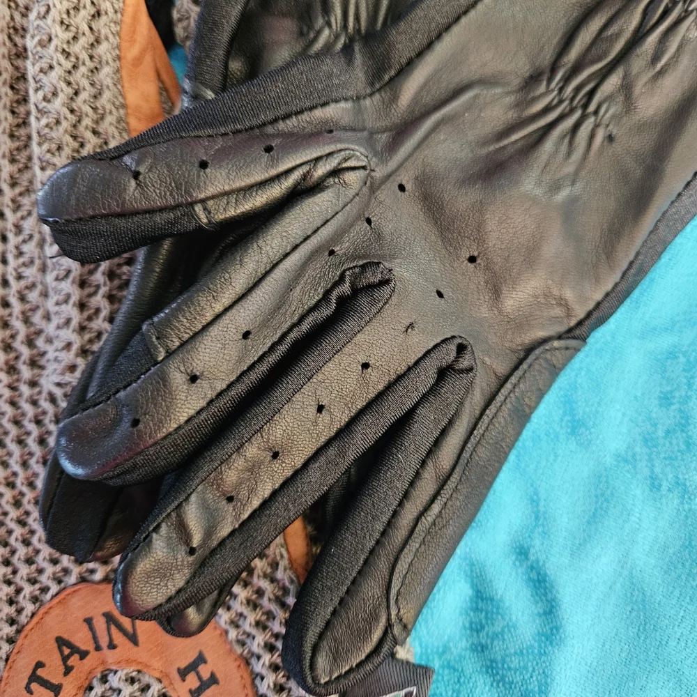 Mountain Horse Brown Knit & Black Leather Riding, Driving, Sport Glove Set - Picture 2 of 9